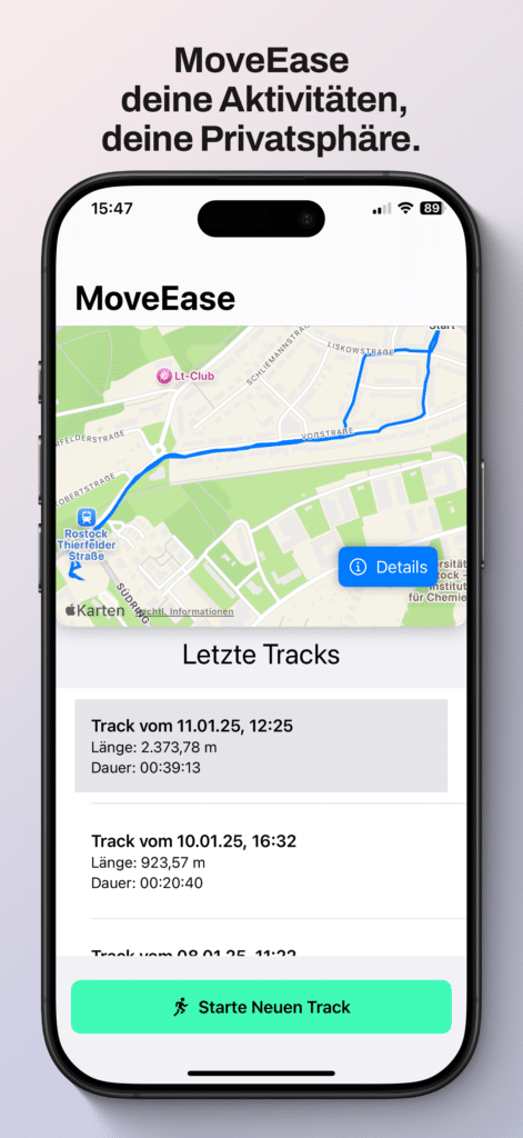 MoveEase - deine Aktivitäten, deine Daten